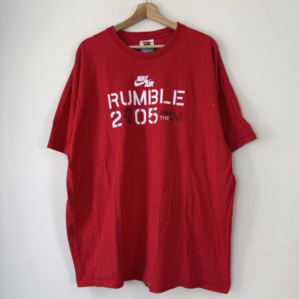 Vintage Y2k Nike Rumble 2005 Basketball New York Red Tee Shirt - XXL